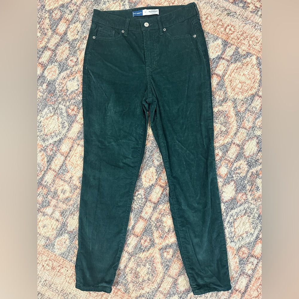 Old Navy Women's Straight Leg Corduroy Pants in Dark Green